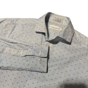 Calvin Klein Boys Blue White Grid Long Sleeve Button Down Dress Shirt Size 12